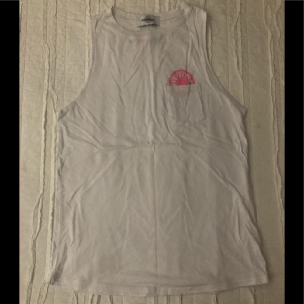 soulcycle white half wheel pocket tank top, size M